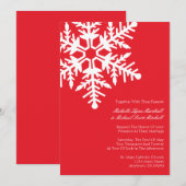 Jumbo Snowflake Wedding Invitations (rood) Kaart (Voorkant / Achterkant)