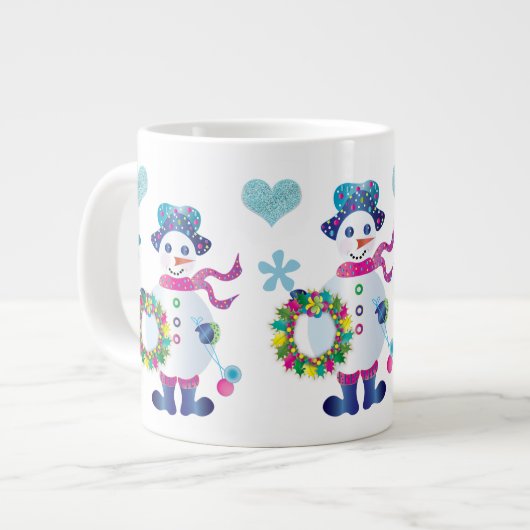 Jumbo Snowman Kaleidoscope Collectie Kerstmis Grote Koffiekop (Links)