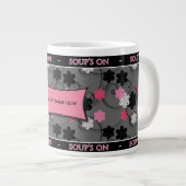 JUMBO SOUP MUG - PINK/BLACK/SILVER GROTE KOFFIEKOP (Voorkant rechts)