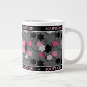 JUMBO SOUP MUG - PINK/BLACK/SILVER GROTE KOFFIEKOP (Rechts)