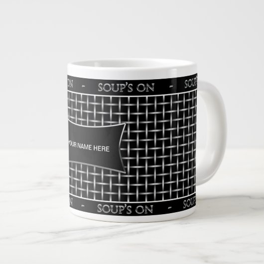 JUMBO SOUP MUG - SILVER MESH PRINT GROTE KOFFIEKOP (Voorkant rechts)