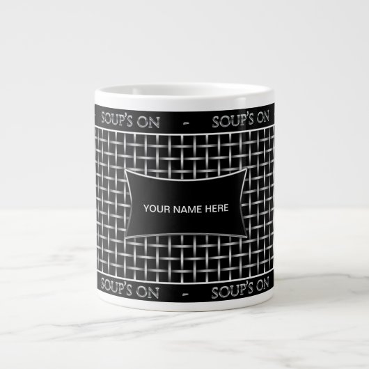JUMBO SOUP MUG - SILVER MESH PRINT GROTE KOFFIEKOP (Voorkant)
