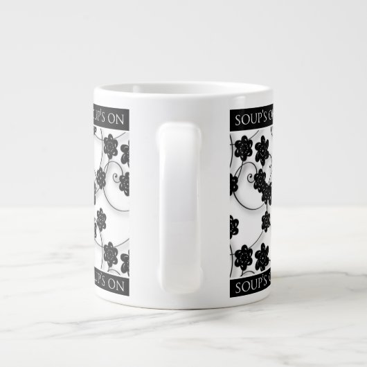 JUMBO SOUP MUG - ZWART EN WITTE PLATTELANDSONTWERP GROTE KOFFIEKOP (Achterkant)