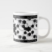 JUMBO SOUP MUG - ZWART EN WITTE PLATTELANDSONTWERP GROTE KOFFIEKOP (Rechts)
