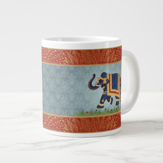 Jumbo Specialty Mok Olifant blauw goud india print (Voorkant rechts)