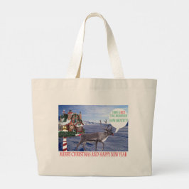 jumbo tas. vrolijk kerstfeest gelukkig nieuwjaar r grote tote bag