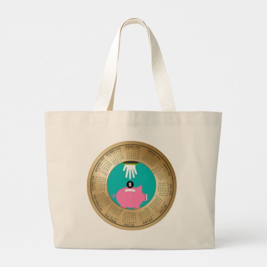 Jumbo Tote – 2026 Calendar Pink Piggy Design Grote Tote Bag (Achterkant)