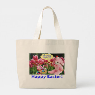Jumbo tote bag. Fijne Pasen. alpaca/konijn Grote Tote Bag