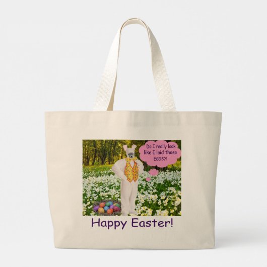 Jumbo tote bag. Fijne Pasen. klipspringer/konijn Grote Tote Bag (Achterkant)