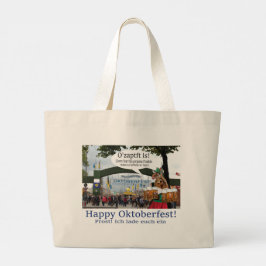 Jumbo tote bag. Gelukkig Oktoberfest! giraffe/meis Grote Tote Bag