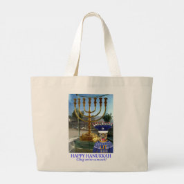 Jumbo tote bag. Gelukkige Chanoeka! leeuw Grote Tote Bag