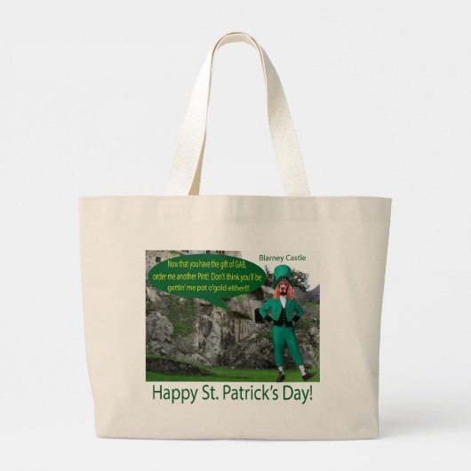 Jumbo tote bag. Gelukkige St. Patrick's Day. Ierse Grote Tote Bag (Achterkant)