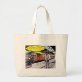 Jumbo tote bag. Gelukkige Vaderdag. koe/dirigent Grote Tote Bag (Voorkant)