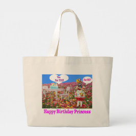 Jumbo tote bag. Happy Birthday Princess. rode pand Grote Tote Bag