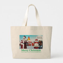 Jumbo tote bag. Vrolijk kerstfeest. katten / mevro Grote Tote Bag