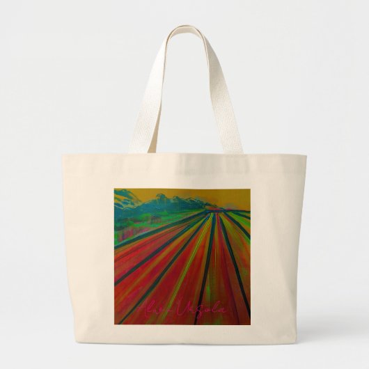 Jumbo Tote Bag with Artwork titled "Alaska Farm" (Voorkant)