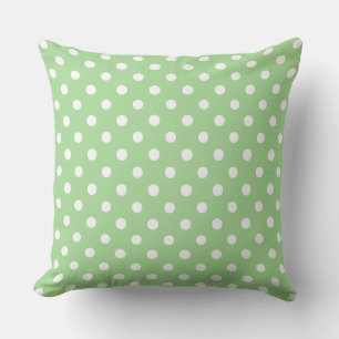 Jumbo White Polka Dots on Apple Green Kussen