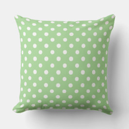 Jumbo White Polka Dots on Apple Green Kussen