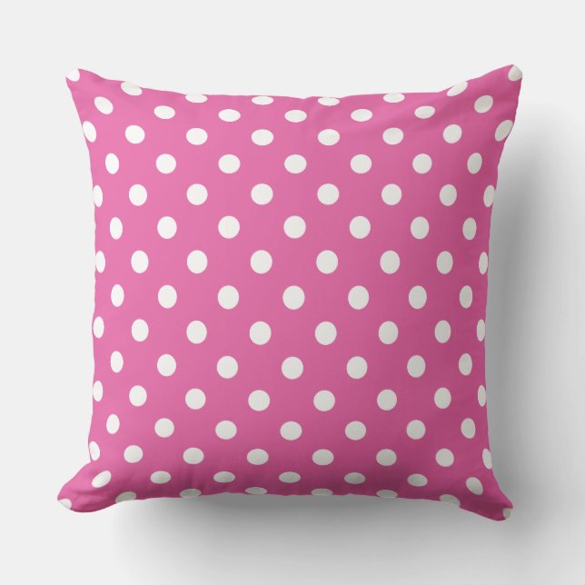 Jumbo White Polka Dots on Raspberry Pink Kussen (Voorkant)