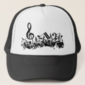 Jumked Musical Notes Black en White Trucker Pet (Voorkant)