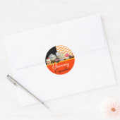 JUMMY BIRTHDAY CUPCAKES / ORANJE WITTE CHEVRON RONDE STICKER (Envelop)