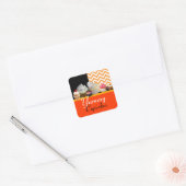 JUMMY BIRTHDAY CUPCAKES / ORANJE WITTE CHEVRON VIERKANTE STICKER (Envelop)
