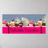 JUMMY CUPCAKT DESERT SHOP/BLUE WHITE CHEVRON POSTER (Voorkant)