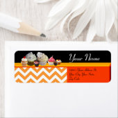 JUMMY CUPCAKT DESERT SHOP, Oranje witte Chevron Etiket (Insitu)