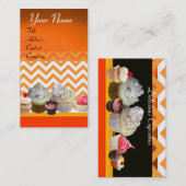 JUMMY CUPCAKT DESERT SHOP ORANJE WITTE CHEVRON VISITEKAARTJE (Voorkant / Achterkant)