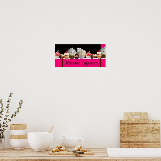 JUMMY CUPCAKT DESERT SHOP/PINK BLACK WHITE POSTER (Keuken)