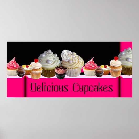 JUMMY CUPCAKT DESERT SHOP/PINK BLACK WHITE POSTER (Voorkant)