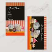 JUMMY CUPCAKT DESERT SHOP WHITE RED STRIPES VISITEKAARTJE (Voorkant / Achterkant)