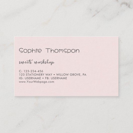 Jummy Sweet Cakes Bakkerij Visitekaartje (Achterkant)