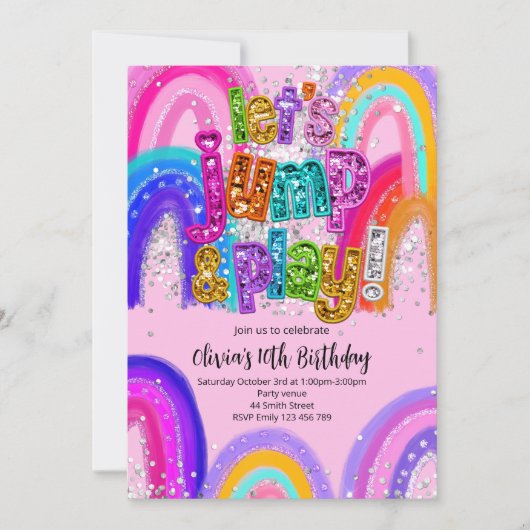 Jump and Play Party Birthday Any Age Invitation Kaart (Voorkant)