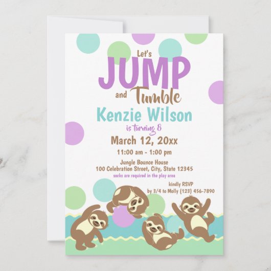 Jump and Tumble Sloths verjaardagsfeestje Kaart (Voorkant)