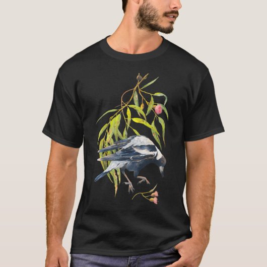 Jump - Australian Magpie Eucalyptus Waterverf T-shirt (Voorkant)