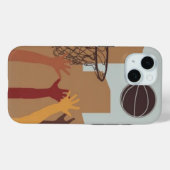 Jump Ball Basketbal - iPhone 15 Hoesje (Achterkant (horizontaal))