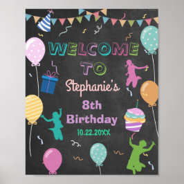 Jump Birthday Chalkboard Kind Trampoline Welkom Poster