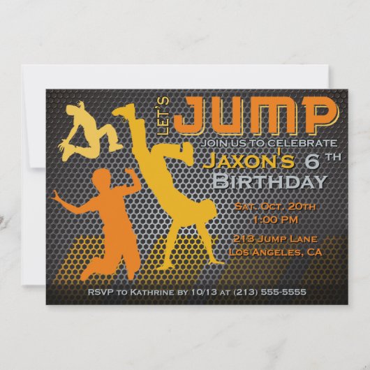 Jump Birthday Invitation - Bounce House Trampoline Kaart (Voorkant)