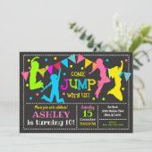 Jump Birthday Invitation Bounce House Trampoline Kaart (Staand voorkant)