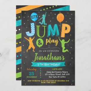 Jump Birthday Invitation Bounce Trampoline Party Kaart