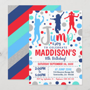 Jump Birthday Invitation Boy Girl Jump Trampoline Kaart