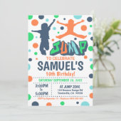 Jump Birthday Invitation Boy Jump Trampoline Kaart (Staand voorkant)