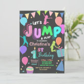Jump Birthday Invitation Jumping Trampoline Party Kaart (Staand voorkant)
