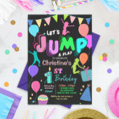 Jump Birthday Invitation Jumping Trampoline Party Kaart
