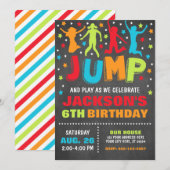 Jump Birthday Invitation, Trampoline Bounce House Kaart (Voorkant / Achterkant)