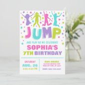 Jump Birthday Invitation, Trampoline Bounce House Kaart (Staand voorkant)