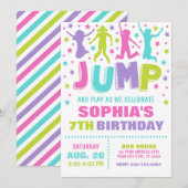 Jump Birthday Invitation, Trampoline Bounce House Kaart (Voorkant / Achterkant)