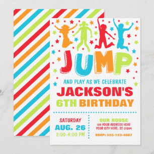 Jump Birthday Invitation, Trampoline Bounce House Kaart