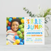 Jump Birthday Invitation, Trampoline Bounce House Kaart (Staand voorkant)
